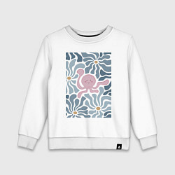 Свитшот хлопковый детский Такопи в цветах, цвет: белый