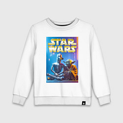 Свитшот хлопковый детский Bender and Yoda - ai art collab, цвет: белый