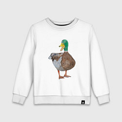 Свитшот хлопковый детский Утка селезень, цвет: белый
