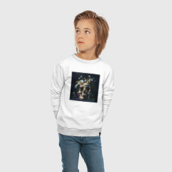 Свитшот хлопковый детский Череп мрачный в цветах, цвет: белый — фото 2