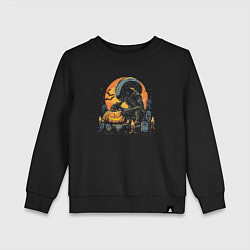 Свитшот хлопковый детский Чужой празднует хэллоуин, цвет: черный