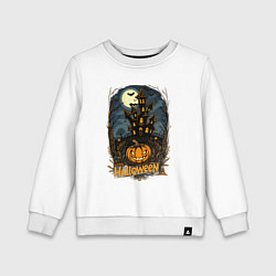 Свитшот хлопковый детский Halloween mansion, цвет: белый