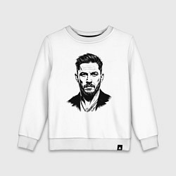 Свитшот хлопковый детский Татуировка Тома Харди в стиле реализм, цвет: белый