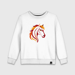 Свитшот хлопковый детский Красная огненная лошадь, символ года, цвет: белый