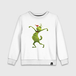 Свитшот хлопковый детский Гринч в предвкушении нового года, цвет: белый