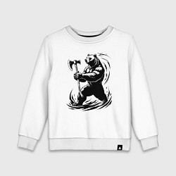 Свитшот хлопковый детский Медведь-воин Ярославль, цвет: белый