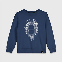 Свитшот хлопковый детский Цветы и рюкзак с карандашами, цвет: тёмно-синий