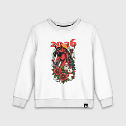 Свитшот хлопковый детский Красная огненная лошадь 2026, цвет: белый