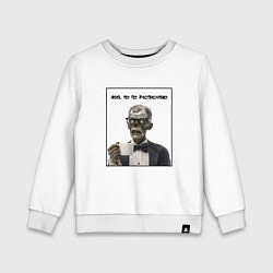 Свитшот хлопковый детский Жив, но по расписанию - зомби джентельмен, цвет: белый