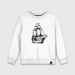 Свитшот хлопковый детский Черный парусник, цвет: белый