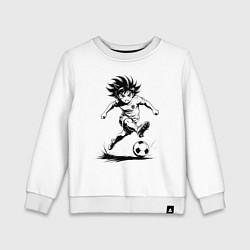 Свитшот хлопковый детский Футбольная атака аниме, цвет: белый