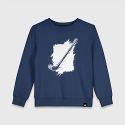 Свитшот хлопковый детский Хоккейная клюшка в квадрате, цвет: тёмно-синий