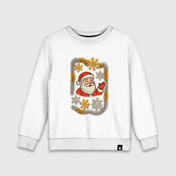 Свитшот хлопковый детский Дем Мороз и гирлянда, цвет: белый