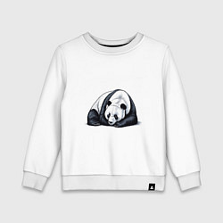 Свитшот хлопковый детский Лежащая панда, цвет: белый