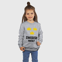 Свитшот хлопковый детский Swedish Hockey, цвет: меланж — фото 2