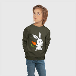 Свитшот хлопковый детский Зайка с морковкой, цвет: хаки — фото 2