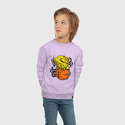 Свитшот хлопковый детский Тигр с мячом, цвет: лаванда — фото 2