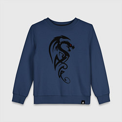 Свитшот хлопковый детский Дракон стильный трайбл, цвет: тёмно-синий