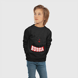 Свитшот хлопковый детский Made in Russia: киса, цвет: черный — фото 2