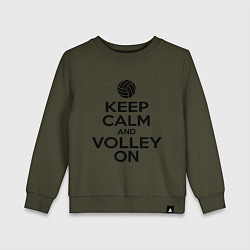 Свитшот хлопковый детский Keep Calm & Volley On, цвет: хаки