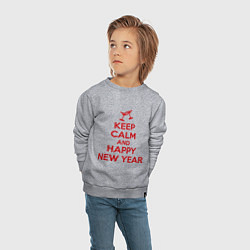 Свитшот хлопковый детский Keep Calm & Happy New Year, цвет: меланж — фото 2
