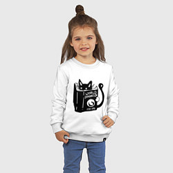 Свитшот хлопковый детский Кот с книгой, цвет: белый — фото 2