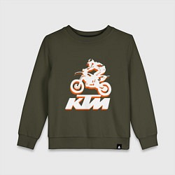 Свитшот хлопковый детский KTM белый, цвет: хаки