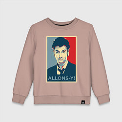 Свитшот хлопковый детский Allons-y Poster, цвет: пыльно-розовый