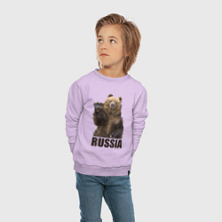 Свитшот хлопковый детский Russia: Poly Bear, цвет: лаванда — фото 2