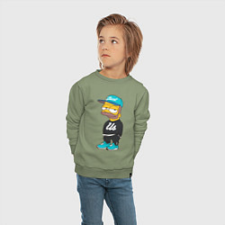 Свитшот хлопковый детский Bart Just Us, цвет: авокадо — фото 2
