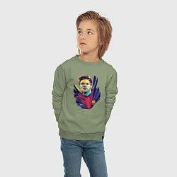 Свитшот хлопковый детский Messi Art, цвет: авокадо — фото 2