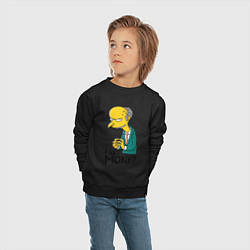 Свитшот хлопковый детский Mr. Burns: I get money, цвет: черный — фото 2