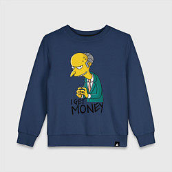 Свитшот хлопковый детский Mr. Burns: I get money, цвет: тёмно-синий