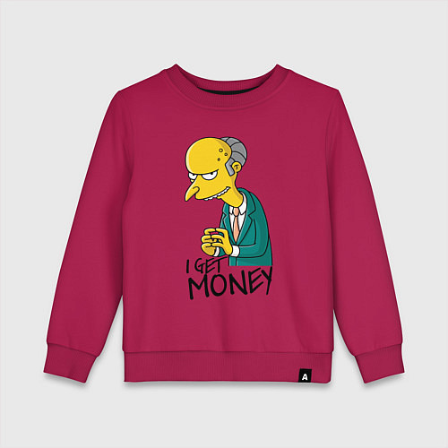 Детский свитшот Mr. Burns: I get money / Маджента – фото 1