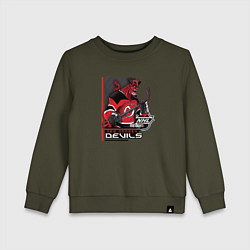 Свитшот хлопковый детский New Jersey Devils, цвет: хаки