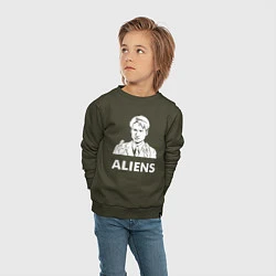 Свитшот хлопковый детский Mulder Aliens, цвет: хаки — фото 2