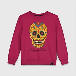 Свитшот хлопковый детский Мексиканский череп, цвет: маджента