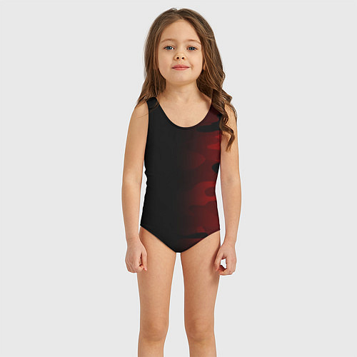 Детский купальник RED BLACK MILITARY CAMO / 3D-принт – фото 3