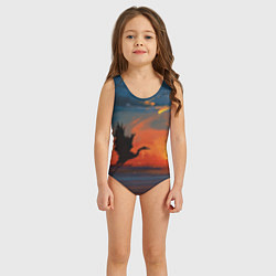 Купальник для девочки Прибрежный закат, цвет: 3D-принт — фото 2