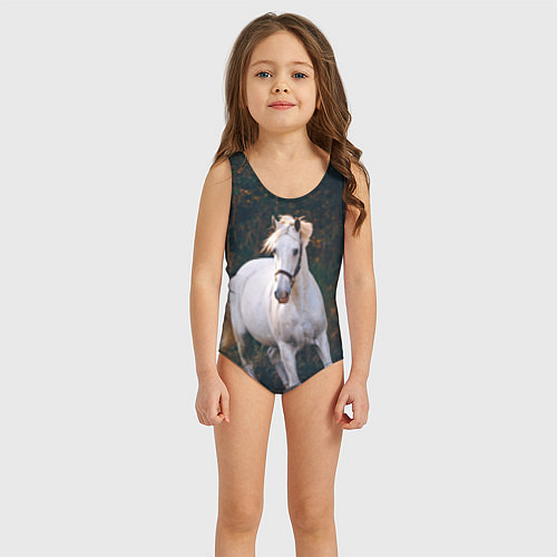 Детский купальник Скачущая белая лошадь / 3D-принт – фото 3