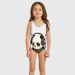 Купальник для девочки Милая панда в наушниках, цвет: 3D-принт — фото 2