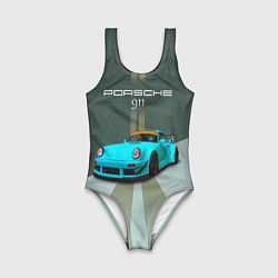 Купальник для девочки Порше 911 спортивный немецкий автомобиль, цвет: 3D-принт