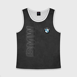 Майка-безрукавка детская BMW LOGO AND INSCRIPTION, цвет: 3D-белый