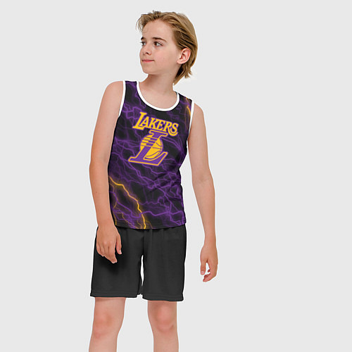 Детская майка без рукавов Лейкерс Lakers яркие молнии / 3D-Белый – фото 3