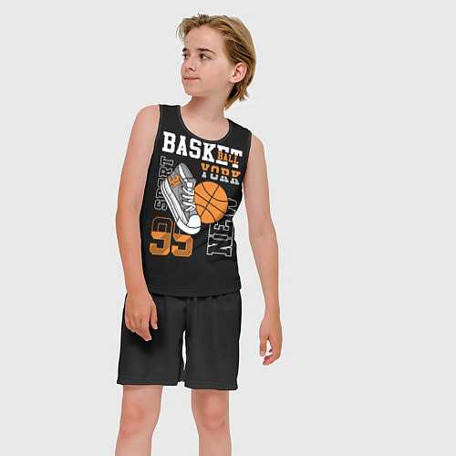 Детская майка без рукавов Basketball New York / 3D-Черный – фото 3