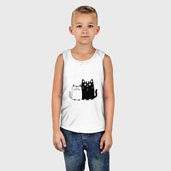 Майка детская хлопок Удивленные коты, цвет: белый — фото 2
