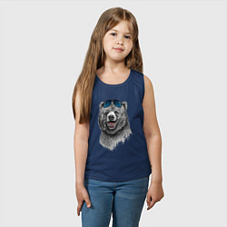 Майка детская хлопок Медведь в очках, цвет: тёмно-синий — фото 2
