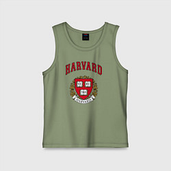 Майка детская хлопок Harvard university, цвет: авокадо