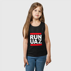 Майка детская хлопок Run UAZ, цвет: черный — фото 2