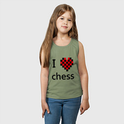 Майка детская хлопок I love chess, цвет: авокадо — фото 2